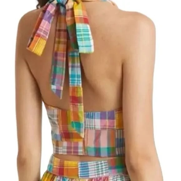 NWT SIZE 4 NWT BIRKENSTOCK + KAI PATCHWORK PLAID COTTON HALTER TOP - Picture 3 of 6